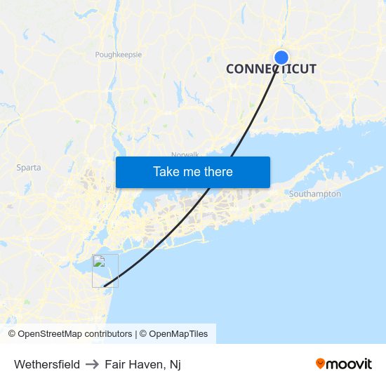 Wethersfield to Fair Haven, Nj map