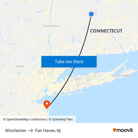 Winchester to Fair Haven, Nj map