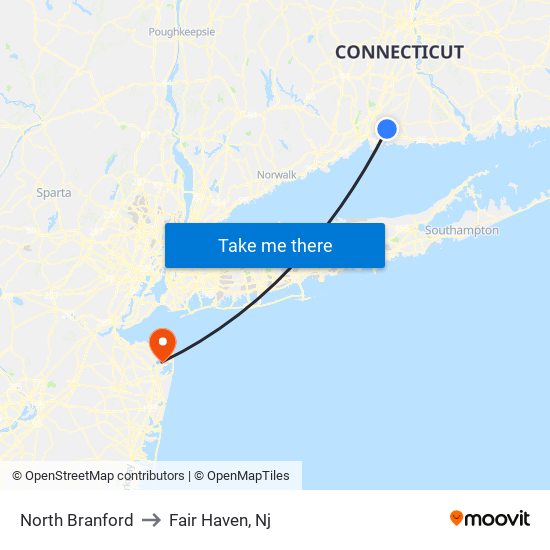 North Branford to Fair Haven, Nj map