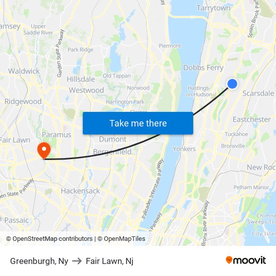 Greenburgh, Ny to Fair Lawn, Nj map