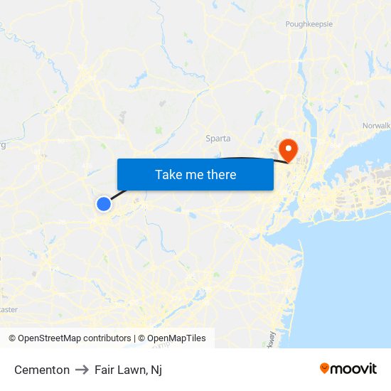 Cementon to Fair Lawn, Nj map