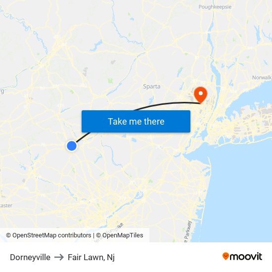 Dorneyville to Fair Lawn, Nj map