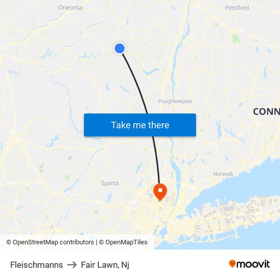 Fleischmanns to Fair Lawn, Nj map