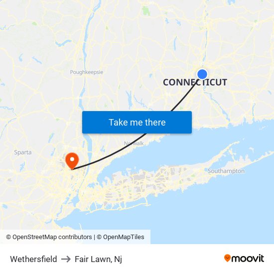 Wethersfield to Fair Lawn, Nj map