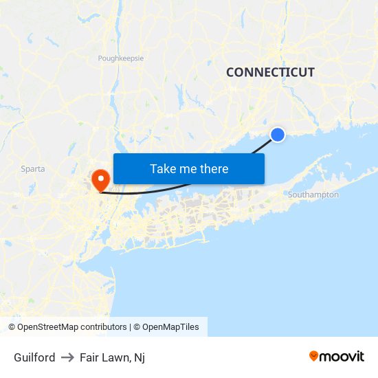 Guilford to Fair Lawn, Nj map