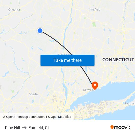 Pine Hill to Fairfield, Ct map