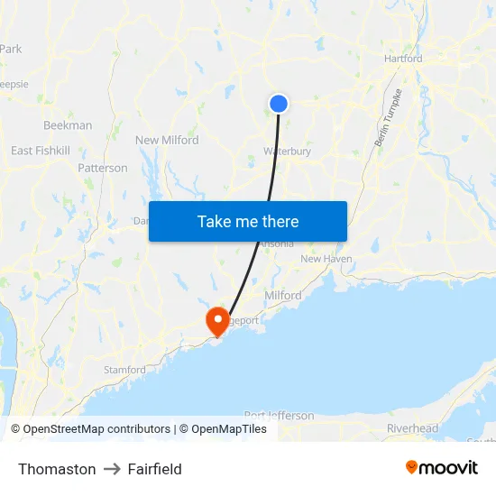 Thomaston to Fairfield map