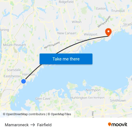 Mamaroneck to Fairfield map