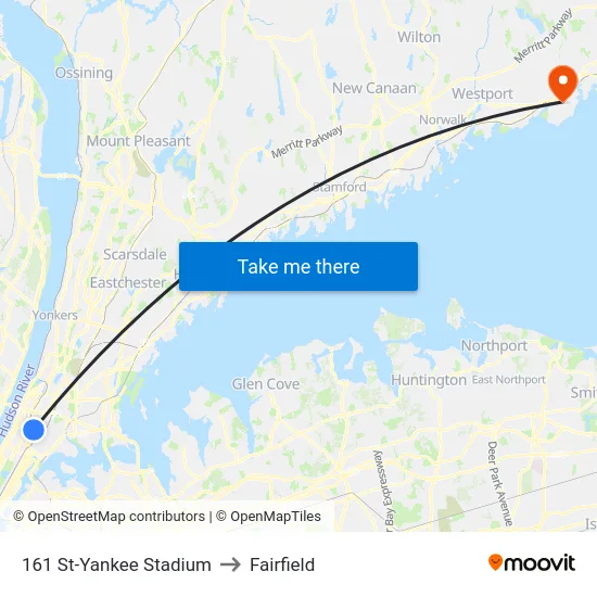161 St-Yankee Stadium to Fairfield map