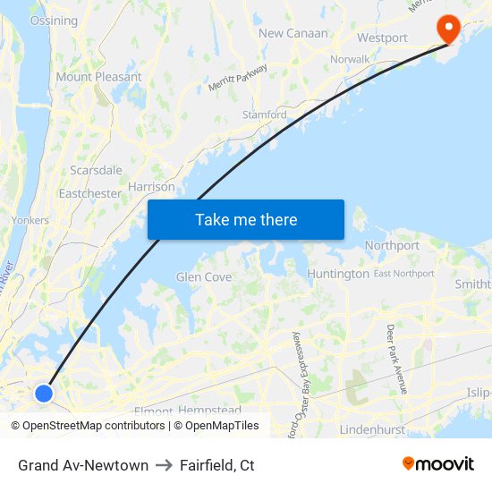 Grand Av-Newtown to Fairfield, Ct map