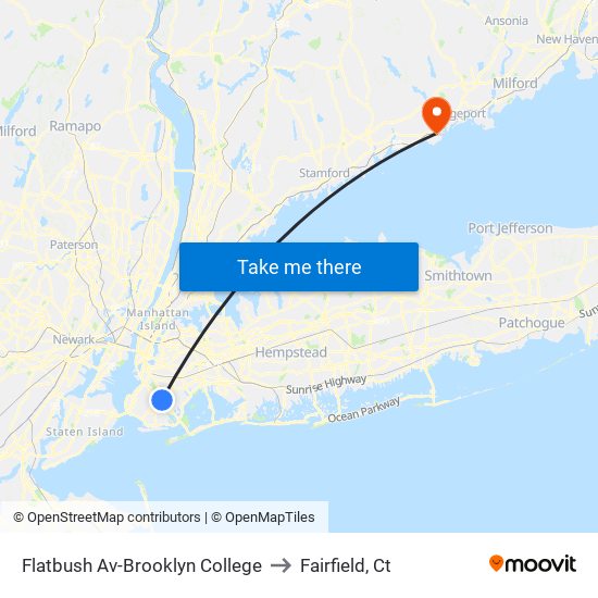 Flatbush Av-Brooklyn College to Fairfield, Ct map