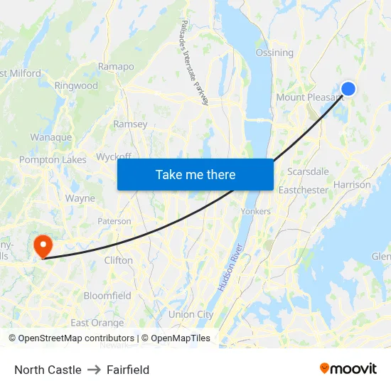 North Castle to Fairfield map