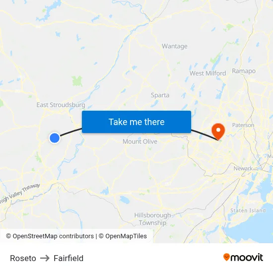 Roseto to Fairfield map