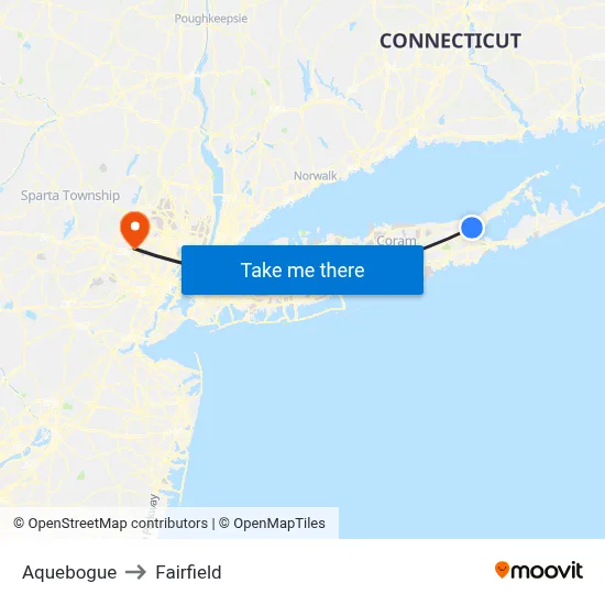 Aquebogue to Fairfield map