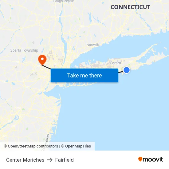 Center Moriches to Fairfield map