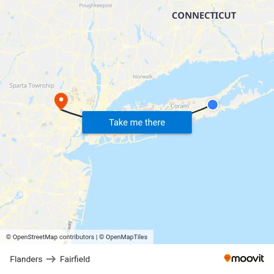 Flanders to Fairfield map