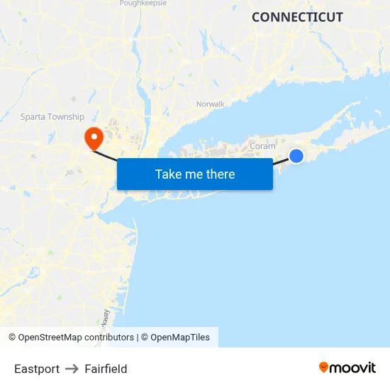 Eastport to Fairfield map