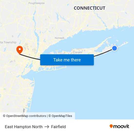 East Hampton North to Fairfield map