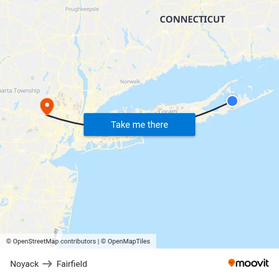 Noyack to Fairfield map