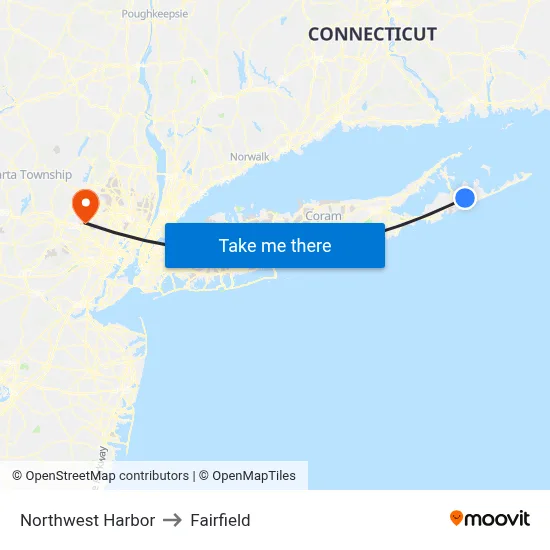 Northwest Harbor to Fairfield map