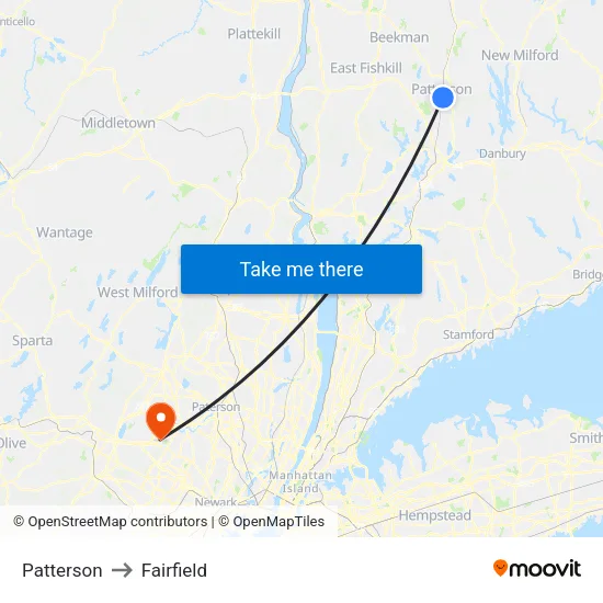 Patterson to Fairfield map