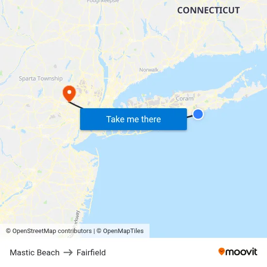 Mastic Beach to Fairfield map