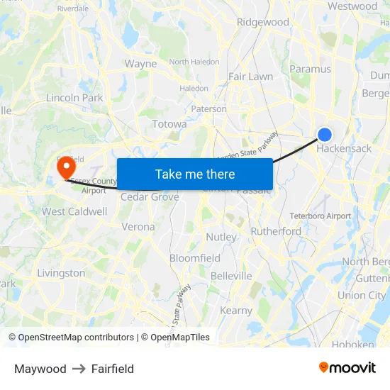 Maywood to Fairfield map