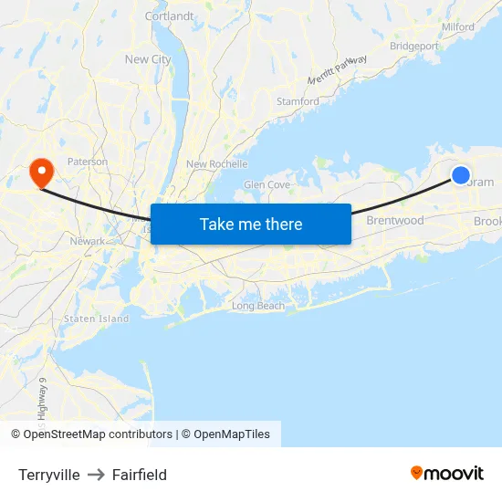 Terryville to Fairfield map