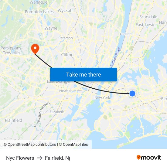 Nyc Flowers to Fairfield, Nj map