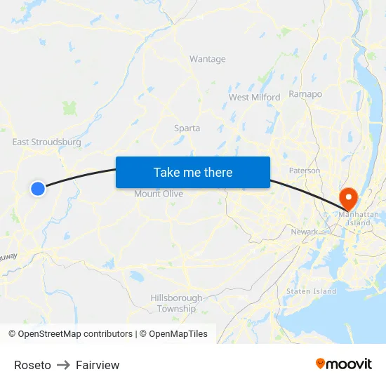 Roseto to Fairview map