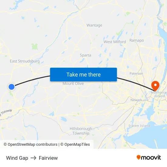 Wind Gap to Fairview map