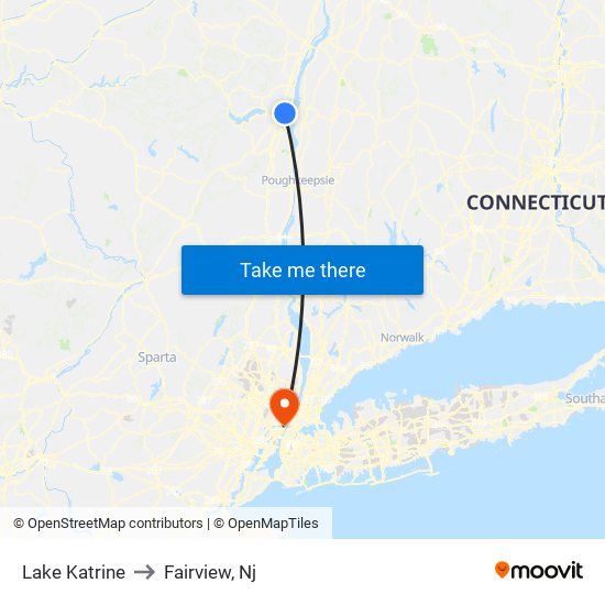 Lake Katrine to Fairview, Nj map