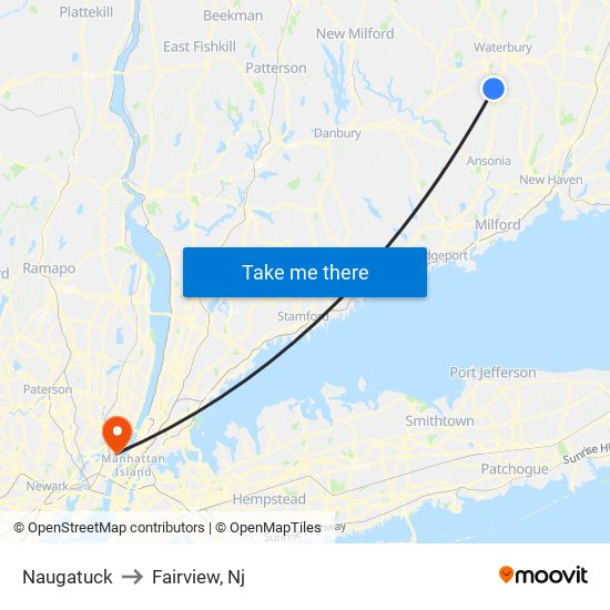 Naugatuck to Fairview, Nj map