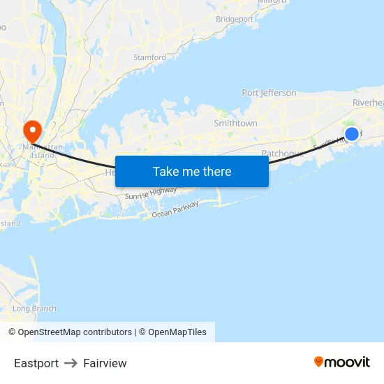 Eastport to Fairview map