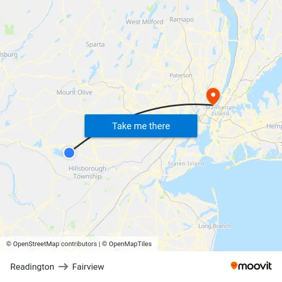 Readington to Fairview map