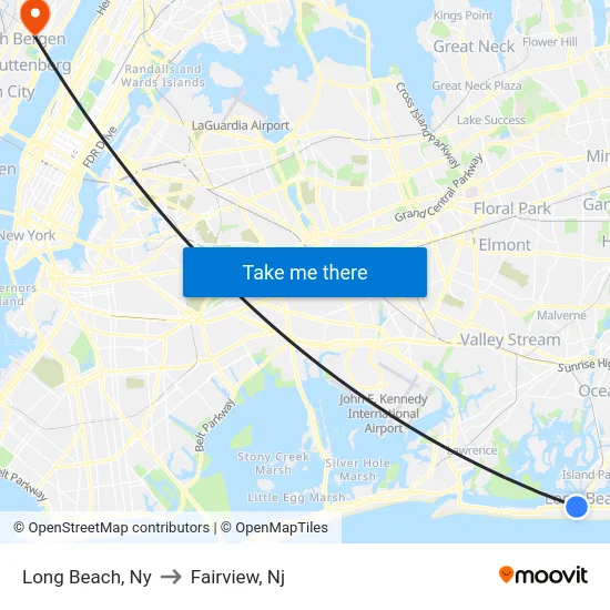 Long Beach to Fairview, Nj map