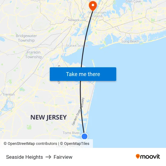 Seaside Heights to Fairview map