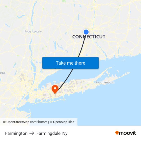 Farmington to Farmingdale, Ny map