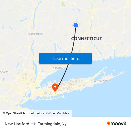 New Hartford to Farmingdale, Ny map