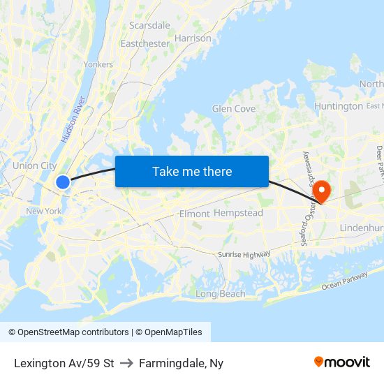 Lexington Av/59 St to Farmingdale, Ny map