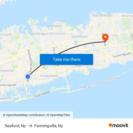 Seaford, Ny to Farmingville, Ny map