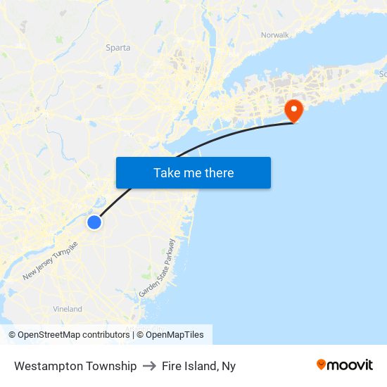 Westampton Township to Fire Island, Ny map