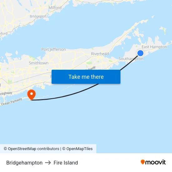 Bridgehampton to Fire Island map
