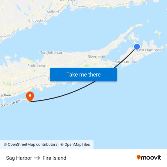 Sag Harbor to Fire Island map