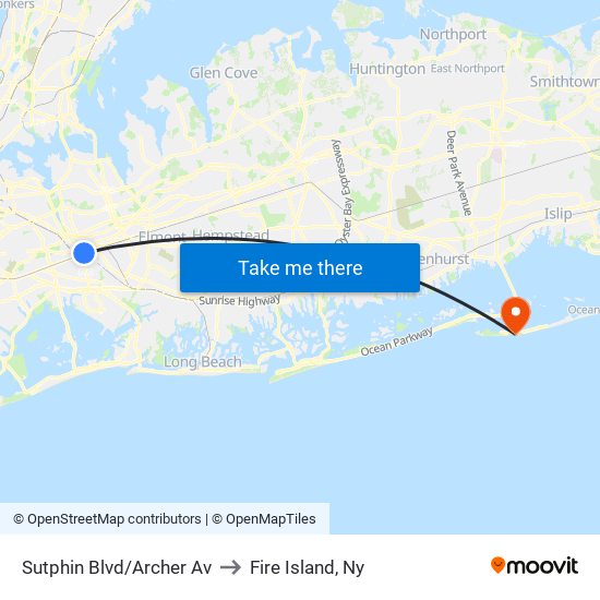 Sutphin Blvd/Archer Av to Fire Island, Ny map