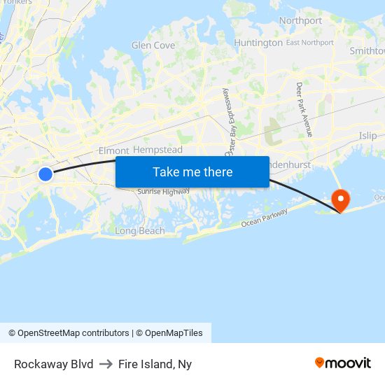 Rockaway Blvd to Fire Island, Ny map