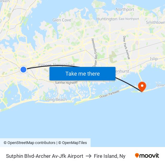 Sutphin Blvd-Archer Av-Jfk Airport to Fire Island, Ny map