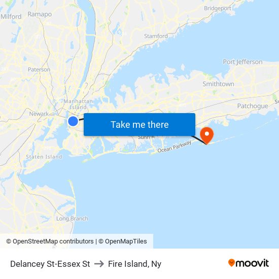 Delancey St-Essex St to Fire Island, Ny map