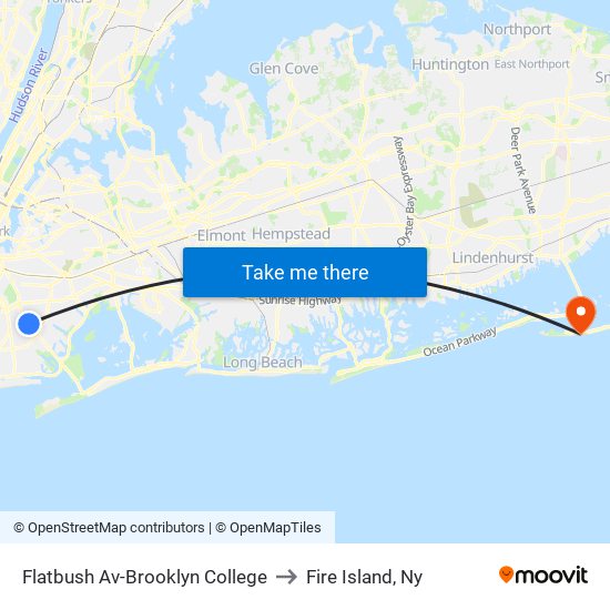 Flatbush Av-Brooklyn College to Fire Island, Ny map