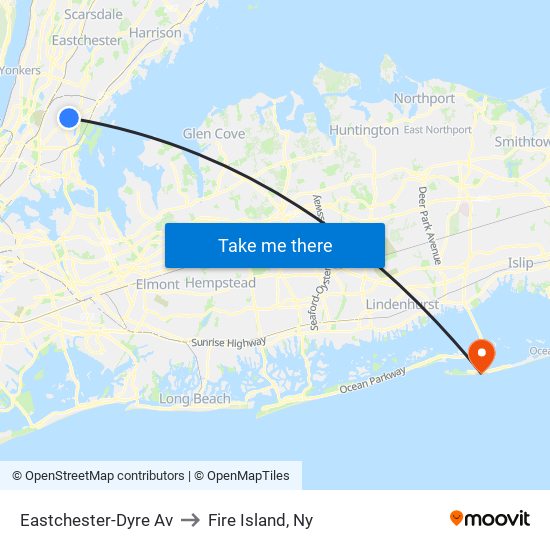 Eastchester-Dyre Av to Fire Island, Ny map